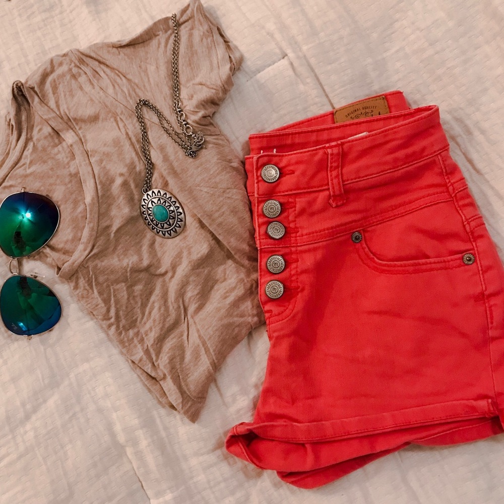Pink High-Waisted Shorts